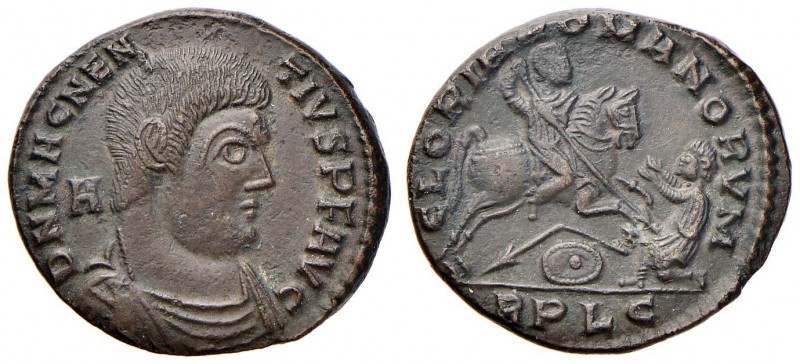 Magnenzio (350-353) Maiorina (Lugdunum) Busto a d. - R/ L’imperatore a cavallo a...