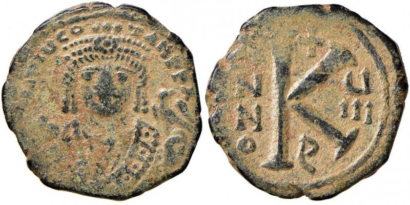 BISANZIO Maurizio Tiberio (582-602) Mezzo follis (Antiochia, indicata dalla lett...