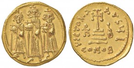 Eraclio (610-641) Solido - Gli imperatori stanti di fronte - R/ Croce potenziata - Sear 767 AU (g 4,43)
SPL+