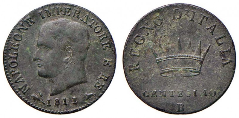 BOLOGNA Napoleone (1805 - 1814) Centesimo 1811 - Gig. 243a CU (g 1,91) Cifre 11 ...