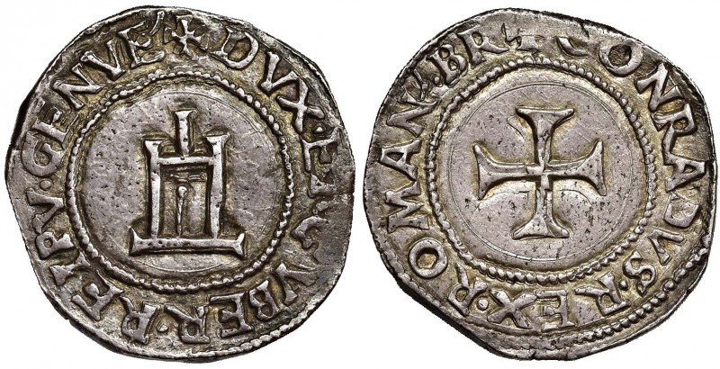 GENOVA Dogi Biennali (1528-1797) Testone sigla BR - MIR 188/5 (g 9,56) R Piccole...