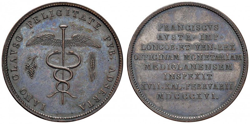 MILANO Francesco I (1815-1835) Medaglia 1816 Visita alla zecca - AE (g 22,82 - Ø...