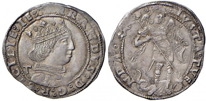 NAPOLI Ferdinando I d’Aragona (1458-1494) Coronato con sigla T - MIR 69/2 AG (g ...