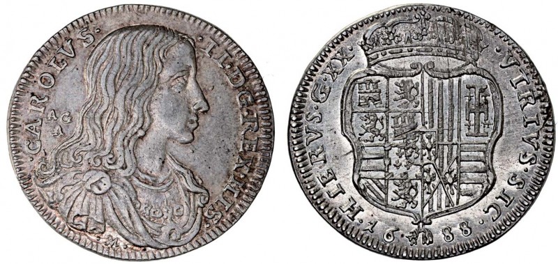 NAPOLI Carlo II (1674-1700) Tarì 1688 - P.R. 16 AG (g 5,10) Bell’esemplare dal m...