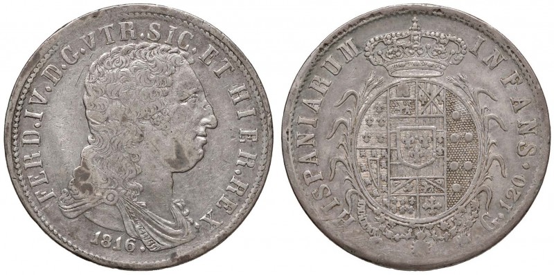 NAPOLI Ferdinando IV (1815-1816) Piastra 1816 - Magliocca 428 AG (g 27,44) Macch...