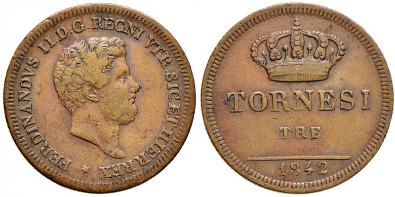 NAPOLI Ferdinando II (1830-1859) 3 Tornesi 1842 - MIR 526/1 CU (g 9,94)
BB