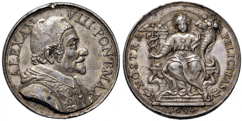 Alessandro VIII (1689-1691) Medaglia 1690 Vigilanza del pontefice per l’abbondan...