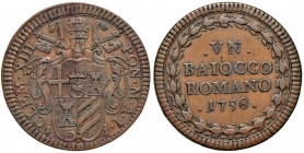 Clemente XIII (1758-1769) Baiocco 1758 A. I - Munt. 34 CU (g 13,77)
BB+