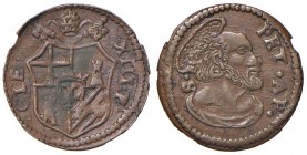 Clemente XIII (1758-1769) Gubbio - Quattrino - Munt. 55 var. III CU (g 2,03) Macchia verde al D/
SPL