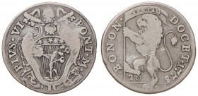 Pio VI (1774-1799) Bologna - Lira da 20 Bolognini 1778 - Munt. 218 AG (g 4,81)
BB