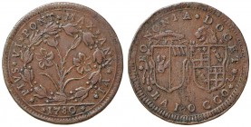 Pio VI (1774-1799) Bologna - Baiocco 1780 - Munt. 250 CU (g 11,46)
BB