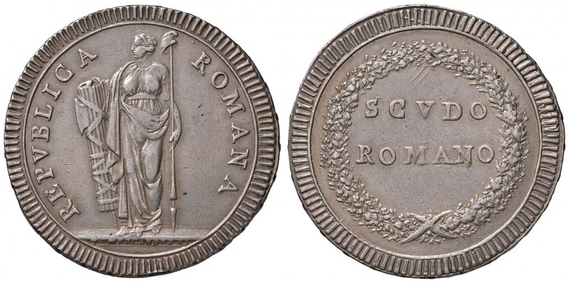 Repubblica Romana (1798-1799) Scudo - Gig. 1 AG (g 26,28) Graffietti al R/
BB/B...