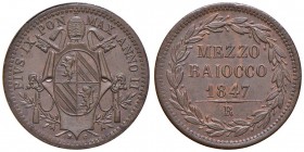 Pio IX (1846-1870) Mezzo Baiocco 1847 A. II - Nomisma 814 CU (g 5,06) R
qFDC/FDC