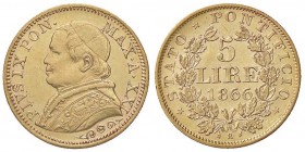 Pio IX (1846-1878) 5 Lire 1866 A. XXI - Nomisma 857 AU (g 1,58) RR Lucidato
BB/BB+