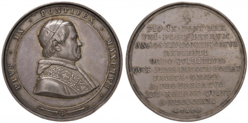 Pio IX (1846-1866) Medaglia 1871 per il 20° di pontificato - AG (g 59,01 - Ø 50 ...