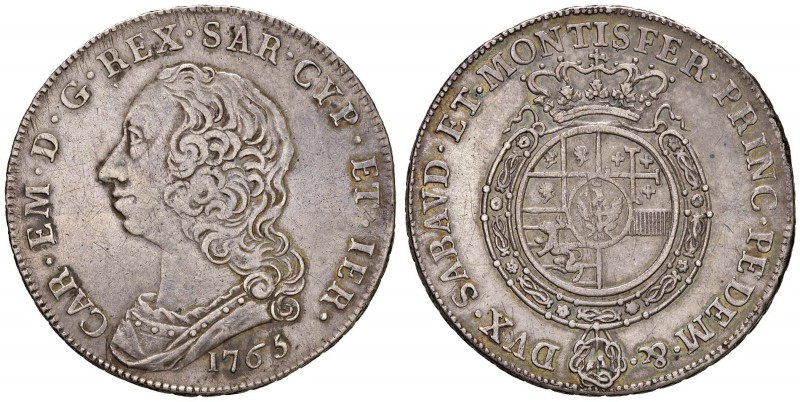 Carlo Emanuele III (1755-1773) Scudo 1765 - Nomisma 157 AG (g 35,08) Graffietti ...