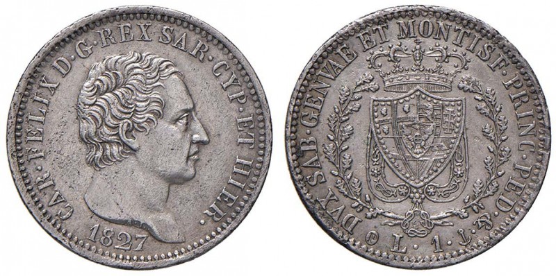 Carlo Felice (1821-1831) Lira 1827 G - Nomisma 592 AG Poroso
qSPL