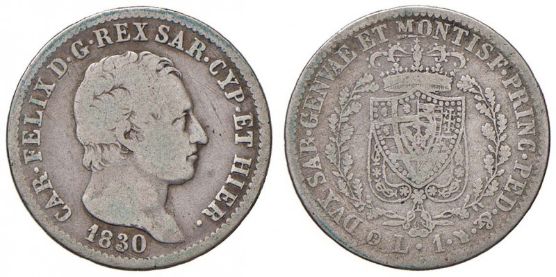 Carlo Felice (1821-1831) Lira 1830 T - Nomisma 599 AG
B