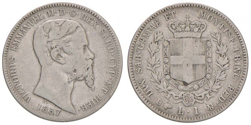 Vittorio Emanuele II (1849-1861) Lira 1857 T - Nomisma 806 AG R
qMB