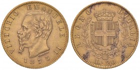 Vittorio Emanuele II (1861-1878) 20 Lire 1873 M - Nomisma 861 AU Macchie nere al R/
SPL+