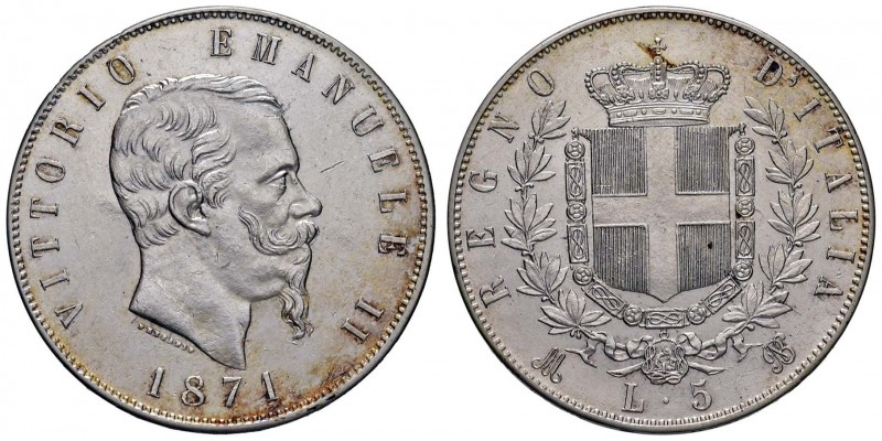 Vittorio Emanuele II (1861-1878) 5 Lire 1871 M - Nomisma 889 AG Graffietto al D/...