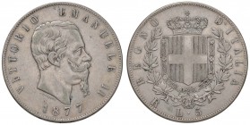 Vittorio Emanuele II (1861-1878) 5 Lire 1877 R - Nomisma 901 AG
qBB/BB