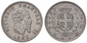 Vittorio Emanuele II (1861-1878) Lira 1867 M - Nomisma 915 AG
qBB/BB