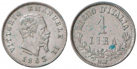 Vittorio Emanuele II (1861-1878) Lira 1863 M valore - Nomisma 917 AG Graffietti da pulitura, macchie
BB