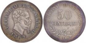 Vittorio Emanuele II (1861-1878) 50 Centesimi 1867 T valore - Nomisma 931 AG RRR Sigillato SPL “segnetti di contatto” da Pietro Paolo Testa
SPL