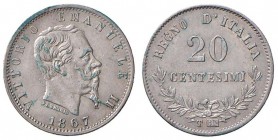 Vittorio Emanuele II (1861-1878) 20 Centesimi 1867 T valore - Nomisma 936 AG R Graffietti e screpolatura al D/
BB+/SPL