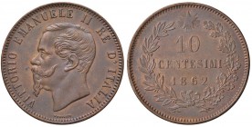 Vittorio Emanuele II (1861-1878) 10 Centesimi 1862 ssz (Parigi) - Nomisma 939 CU Minimi segni da pulitura al D/
qSPL