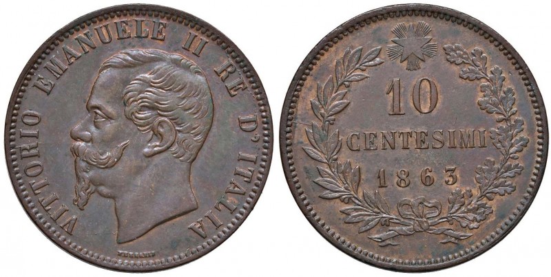 Vittorio Emanuele II (1861-1878) 10 Centesimi 1863 ssz (Parigi) - Nomisma 940 CU...