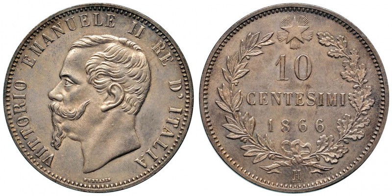 Vittorio Emanuele II (1861-1878) 10 Centesimi 1866 M - Nomisma 942 CU
qFDC