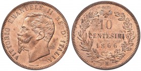 Vittorio Emanuele II (1861-1878) 10 Centesimi 1866 H - Nomisma 944 CU Esemplare in conservazione eccezionale e rame rosso
FDC
