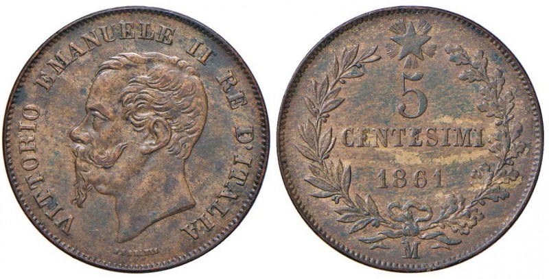 Vittorio Emanuele II (1861-1878) 5 Centesimi 1861 N - Nomisma 955 CU
BB