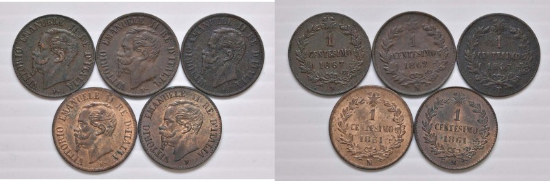 Vittorio Emanuele II (1861-1878) Centesimo 1861 M, 1861 N, 1862 N, 1867 M e 1867...