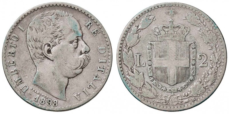 Umberto I (1878-1900) 2 Lire 1898 - Nomisma 1002 AG R
MB