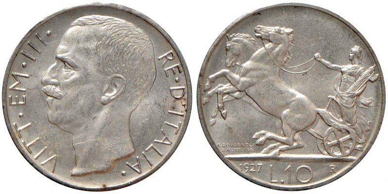 Vittorio Emanuele III (1900-1946) 10 Lire 1927** - Nomisma 1111 AG Sigillato qFD...