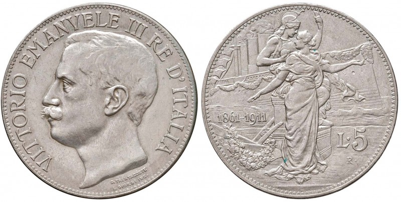 Vittorio Emanuele III (1900-1946) 5 Lire 1911 - Nomisma 1129 AG R Graffietti al ...