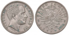 Vittorio Emanuele III (1900-1946) 2 Lire 1902 - Nomisma 1152 AG R Graffi e segni diffusi. Macchie verdi
qBB