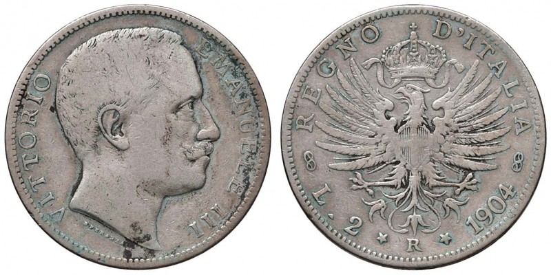 Vittorio Emanuele III (1900-1946) 2 Lire 1904 - Nomisma 1154 AG RR
qMB