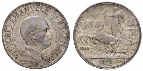 Vittorio Emanuele III (1900-1946) 2 Lire 1910 - Nomisma 1159 AG R Bella patina
SPL