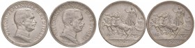 Vittorio Emanuele III (1900-1946) 2 Lire 1914 e 2 Lire 1915 - AG Lotto di due monete
SPL