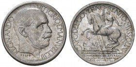 Vittorio Emanuele III (1900-1946) 2 Lire 1928 Esposizione di Milano in alluminio - AL (g 4,27) RR Y in incuso sul petto del cavallo, graffi al D/ e al...