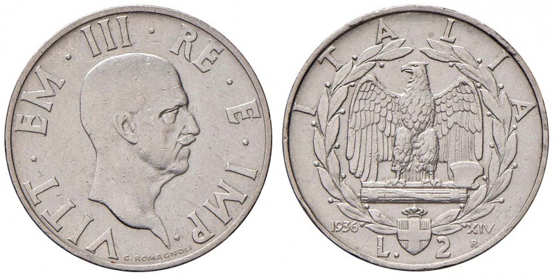 Vittorio Emanuele III (1900-1946) 2 Lire 1936 - Nomisma 1180 NI R Colpetti al bo...