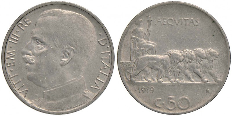 Vittorio Emanuele III (1900-1946) 50 Centesimi 1919 L - Nomisma 1233 NI
BB