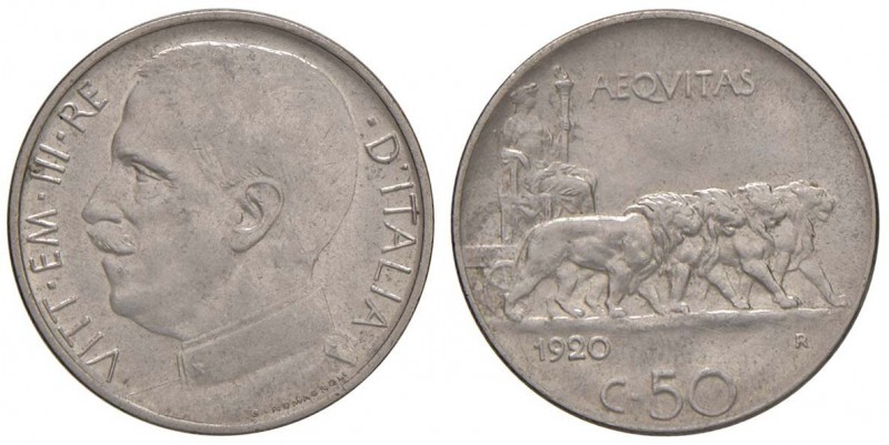 Vittorio Emanuele III (1900-1946) 50 Centesimi 1920 L - Nomisma 1235 NI
SPL/SPL...