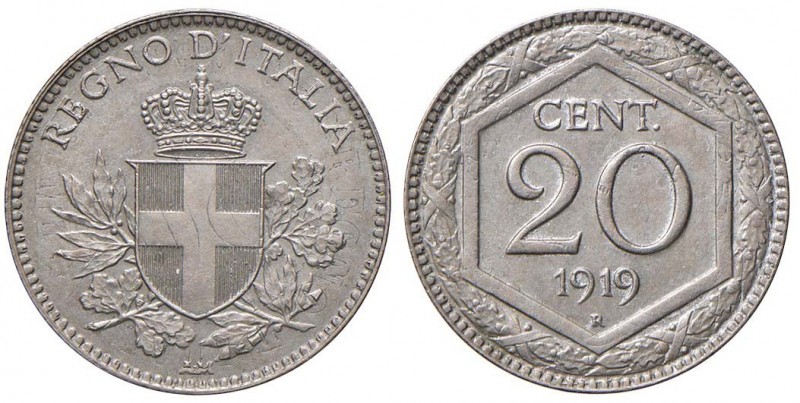 Vittorio Emanuele III (1900-1946) 20 Centesimi 1919 Esagono Bordo liscio - Nomis...