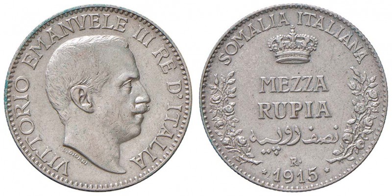 Vittorio Emanuele III (1900-1946) Somalia - Mezza rupia 1915 - Nomisma 1425 AG R...