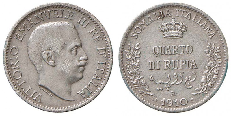 Vittorio Emanuele III (1900-1946) Somalia - Quarto di rupia 1910 - Nomisma 1427 ...